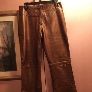 Copper colored leather pants